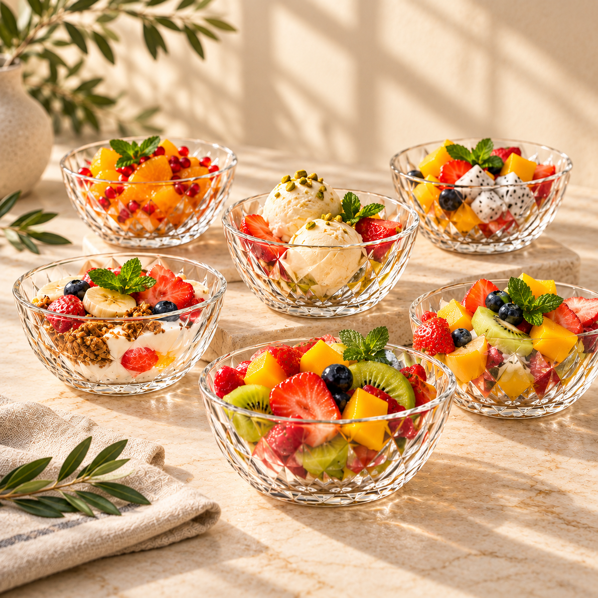 DELISOGA glass bowl set, DELISOGA dessert bowls, 4.5 inch glass bowls, glass dessert bowl set of 6, glass fruit bowl set, clear glass serving bowls, dessert serving bowls, fruit serving bowls, ice cream bowls, custard bowls, pudding bowls, small glass bowls, individual serving bowls, glass snack bowls, glassware bowl set, dessert bowls Pakistan, fruit bowls Pakistan, glass bowl set Pakistan, DELISOGA bowls Pakistan, serving bowls Pakistan, buy glass bowls Pakistan