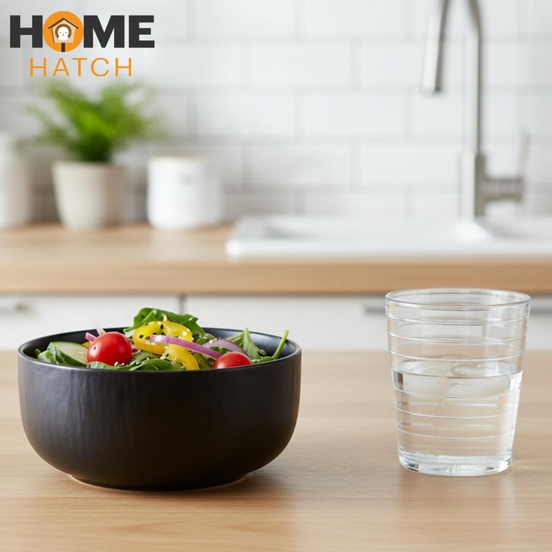 Danny Home 6" Black Multipurpose Ceramic Bowl – 1 Piece