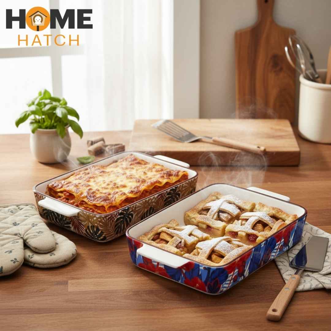 DANNY HOME Rectangular Ceramic Baking & Oven Tray – Premium Bakeware Dish
