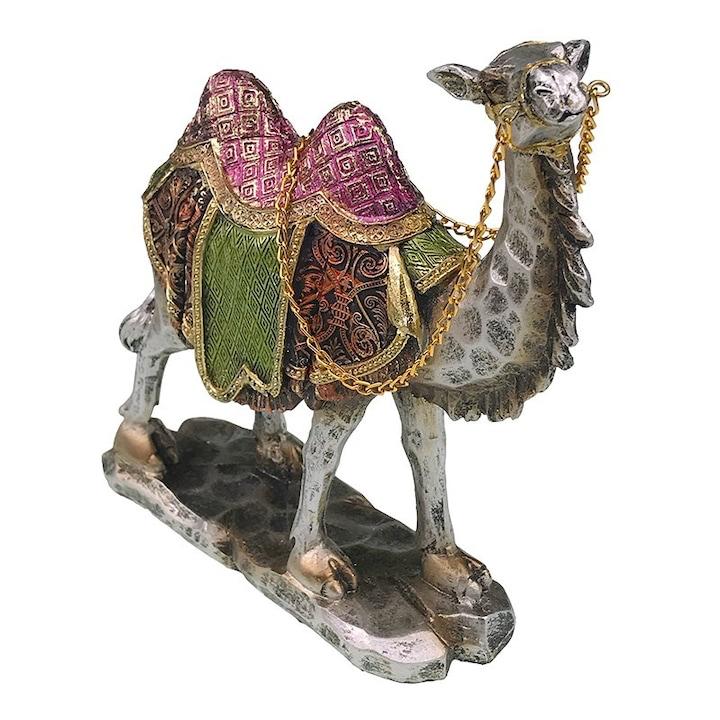 Decorative Camel Figurine with Colorful Saddle and Golden Chain – Handcrafted Resin Statue for Home Décor in Pakistan