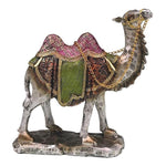 Decorative Camel Figurine with Colorful Saddle and Golden Chain – Handcrafted Resin Statue for Home Décor in Pakistan
