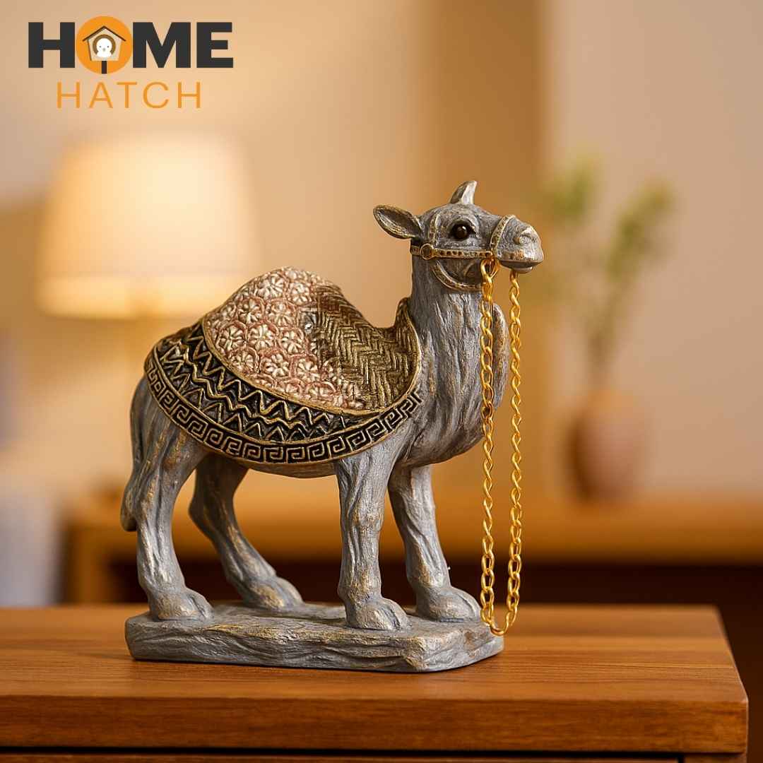 Decorative Camel Figurine – Handcrafted Statue with Colorful Saddle