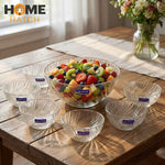 Delisoga 7-Pcs Crystal Glass Modern Desert Ice-Cream Sundae Bowl Set