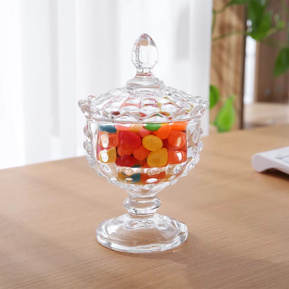 “delisoga crystal glass candy jar with lid decorative dry fruit storage jar – Pakistan
