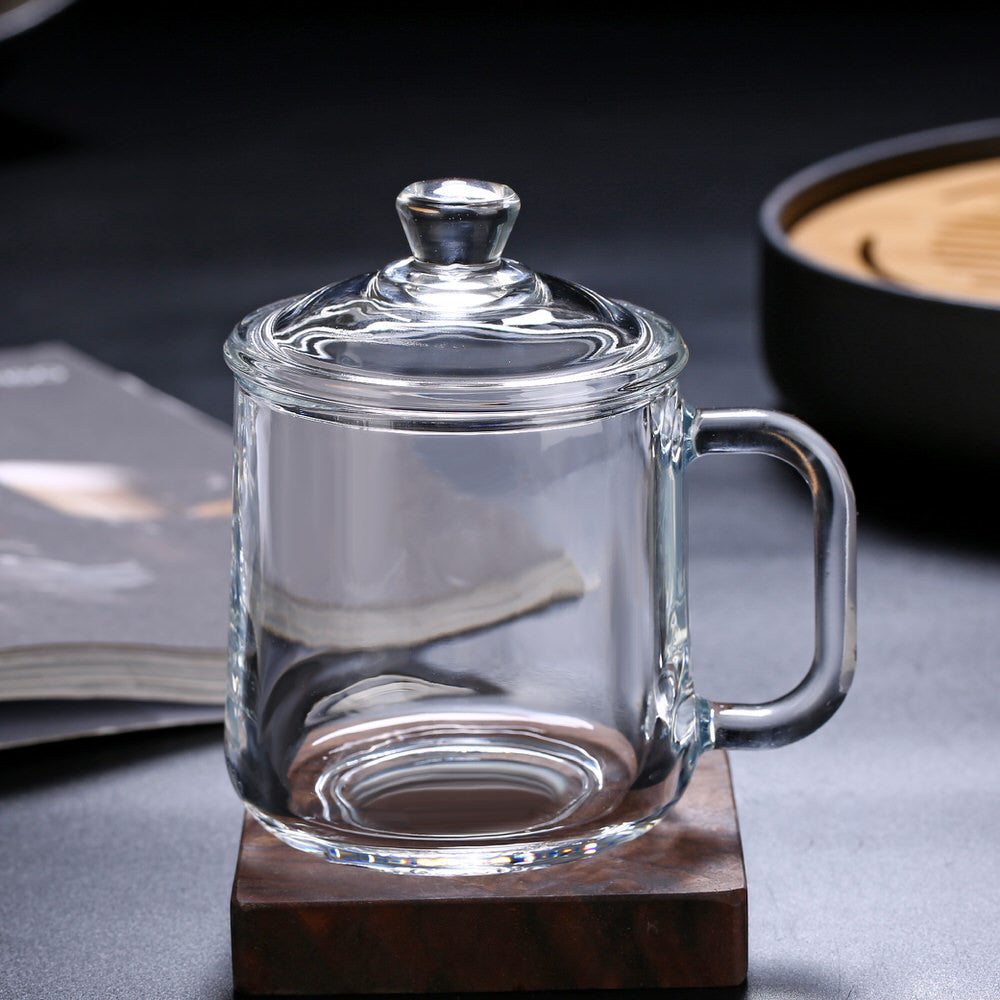 Delisoga Glass Coffee Mug With Lid