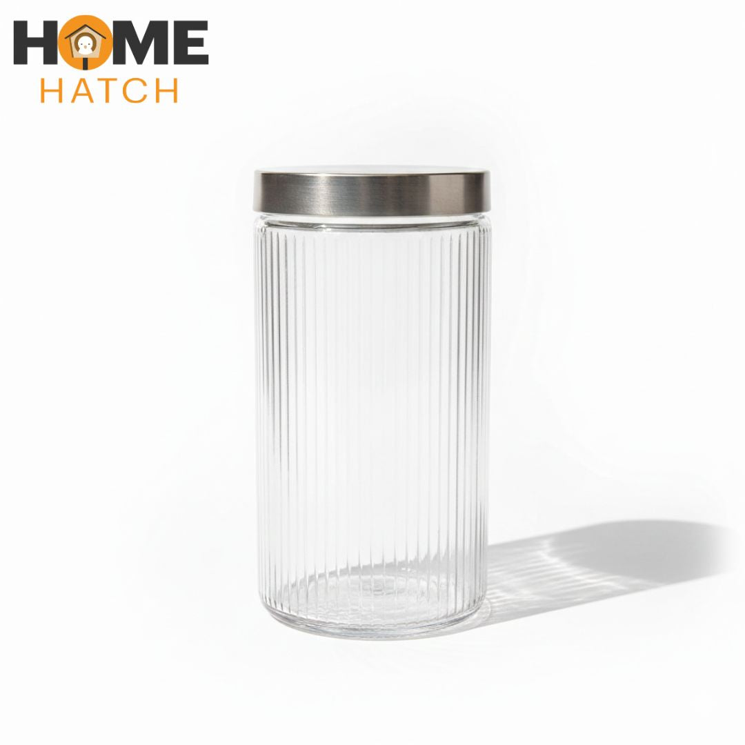 Delisoga® Clear Glass Storage Jars – Airtight Kitchen Containers 1.64 Litre Capacity