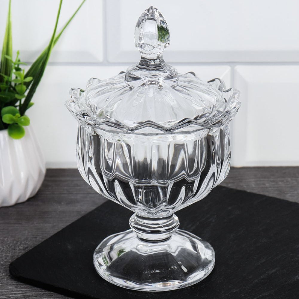 “delisoga crystal glass candy jar with lid decorative dry fruit storage jar – Pakistan