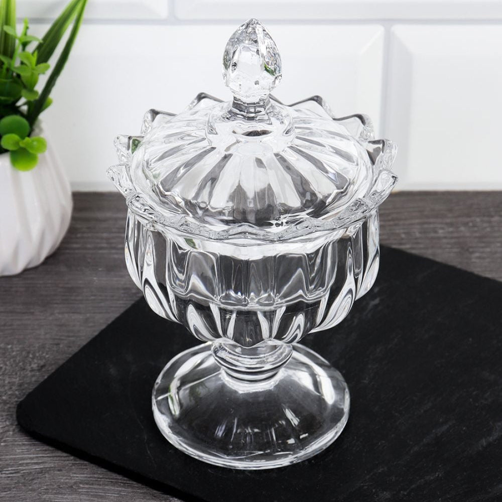 “delisoga crystal glass candy jar with lid decorative dry fruit storage jar – Pakistan