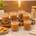 DELISOGA glass tea and coffee mug set of 6 clear ribbed glass cups with handle DELISOGA glass mug setglass tea cups Pakistanclear glass coffee mugsribbed glass mug setglass cups with handletea coffee mug setpremium glass drinkwarelatte glass cupscappuccino glass mugsDELISOGA glass cups