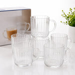 DELISOGA glass tea and coffee mug set of 6 clear ribbed glass cups with handle DELISOGA glass mug setglass tea cups Pakistanclear glass coffee mugsribbed glass mug setglass cups with handletea coffee mug setpremium glass drinkwarelatte glass cupscappuccino glass mugsDELISOGA glass cups