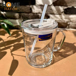 Delisoga Glass Coffee Mug With AIrtight Lid and Silicone Straw
