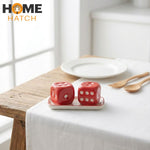 Dice Shaped Salt and Pepper Shaker Set with Tray