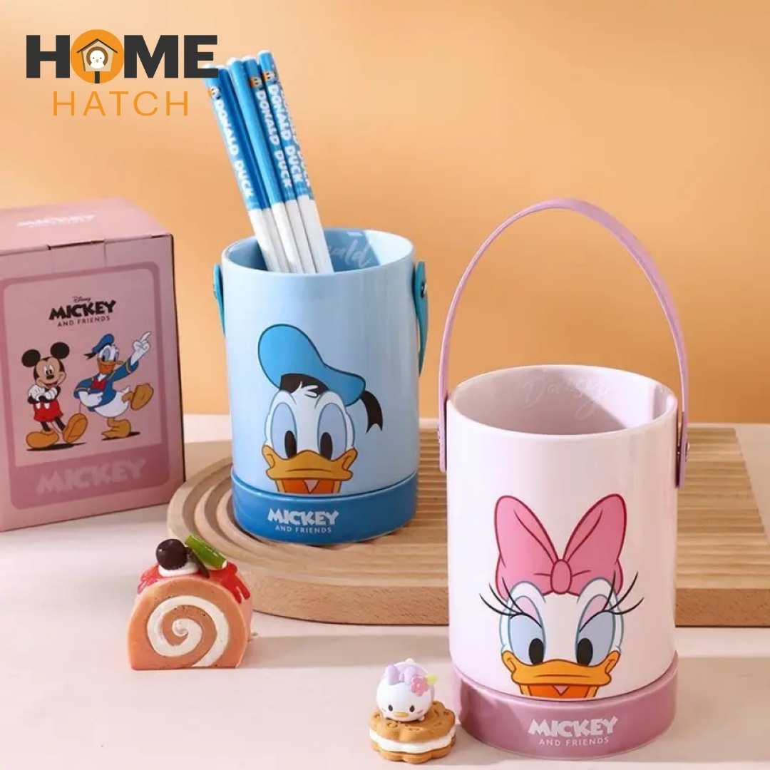 Disney Mickey Minnie Donald Duck Daisy Cute Ceramic Chopstick Barrel Drain Bucket