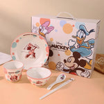 Disney Mickey & Friends 6-Piece Kids Dinner Set – Cartoon Bowl Plate Cup Spoon & Chopsticks Gift Box