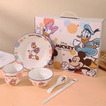 Disney Mickey & Friends 6-Piece Kids Dinner Set – Cartoon Bowl Plate Cup Spoon & Chopsticks Gift Box