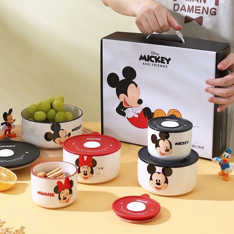 Disney Mickey & Friends Airtight Ceramic Bowl Set – 3