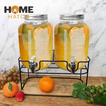 Double Glass Beverage Dispenser with Stand & Tap – 4L Each