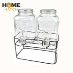 Double Glass Beverage Dispenser with Stand & Tap – 4L Each