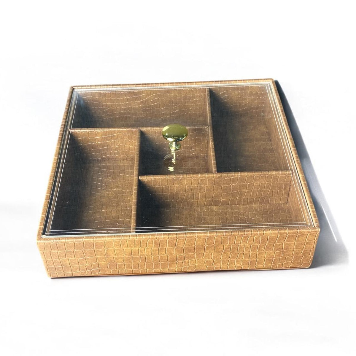 Faux Leather Crocodile Dry Fruit Tray | Premium Serving Platter for Nuts