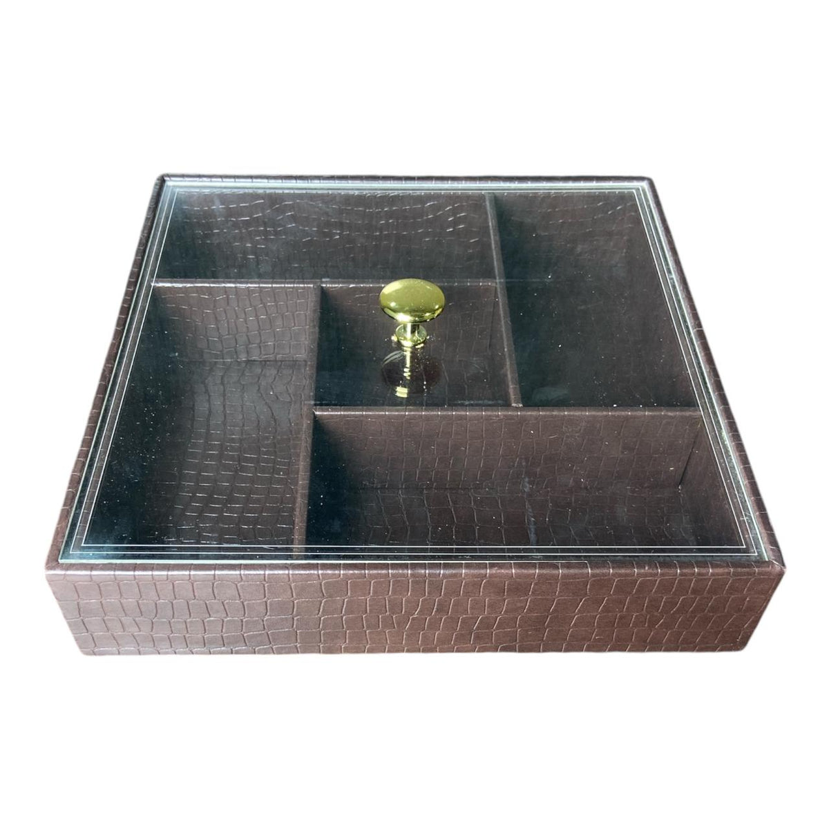 Faux Leather Crocodile Dry Fruit Tray | Premium Serving Platter for Nuts
