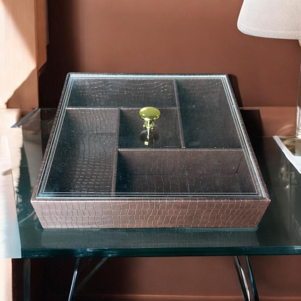 Faux Leather Crocodile Dry Fruit Tray | Premium Serving Platter for Nuts