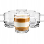 Stella Glass Tea & Coffee Cup Set with Saucers – 240ml (Set of 6)