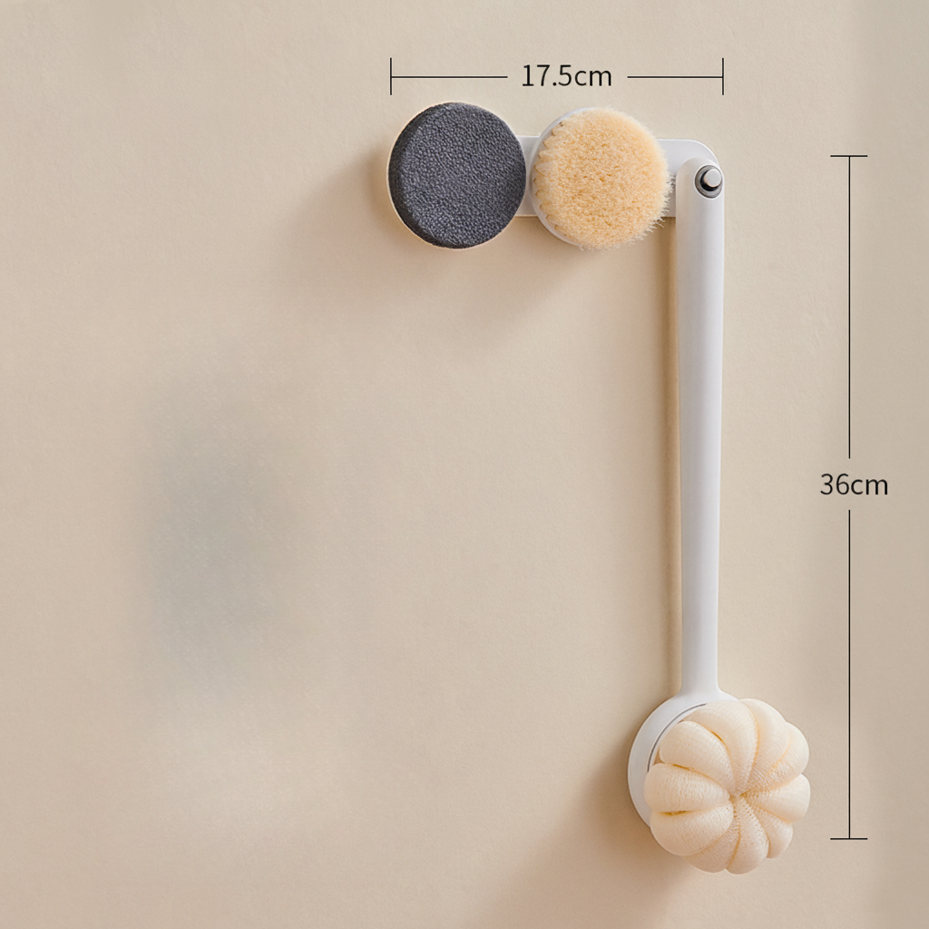 ECOCO 3-Piece Detachable Shower Brush Set – Long-Handle Back Scrubber, Body Brush & Exfoliating Head – Home Hatch Pakistan