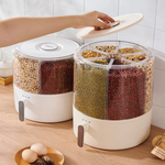 ECOCO 360° Rotary Grains Storage Box – Divided Rice & Cereal Dispenser”