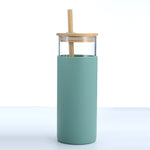 Sustainable borosilicate tumbler cup with straw and bamboo lid in Pakistan