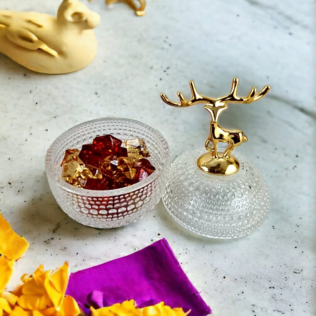 Elk Lid Glass Candy Jar | Storage Jar | Center Piece - Home Hatch