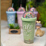 بھوسے کے ساتھ بچوں کی رینبو بوتل | پینے کی بوتل | بچوں کا گلاس