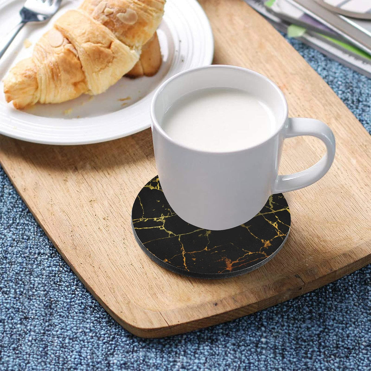 Round 6-Pcs Marble Pattern Tea Coasters