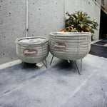 Plastic Rattan Woven Planter with Metal Stand | Pots & Vases