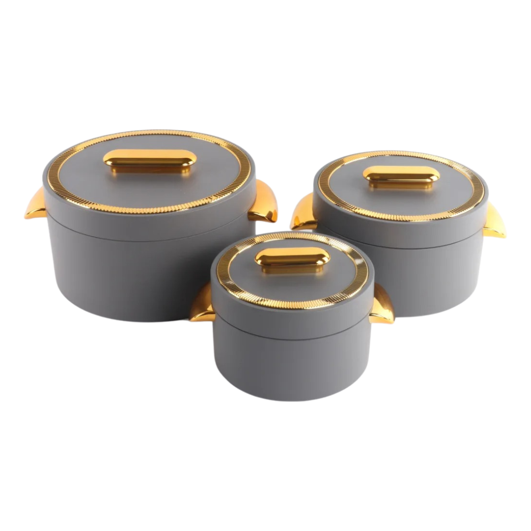 Durable Insulated Luxury Hotpot | Casserole Stainless Steel Hotpot- Set of 3