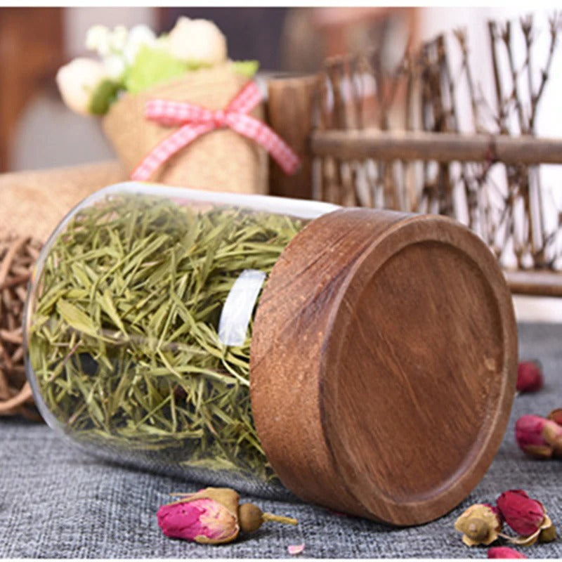 Glass Air Tight Borosilicate Jars With Wood Lid