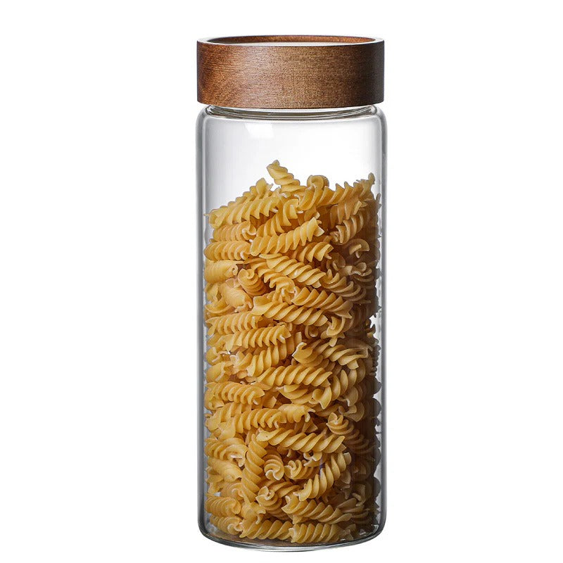 Glass Air Tight Borosilicate Jars With Wood Lid