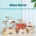 Glass Barrel Water & Juice Dispenser with Wooden Stand & Tap – 3 L & 5 L