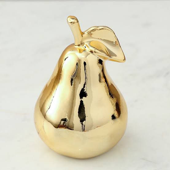 Gold Artificial Pear Ceramic Décor Fruit – Stylish Ceramic Centrepiece for Home Décor in Pakistan