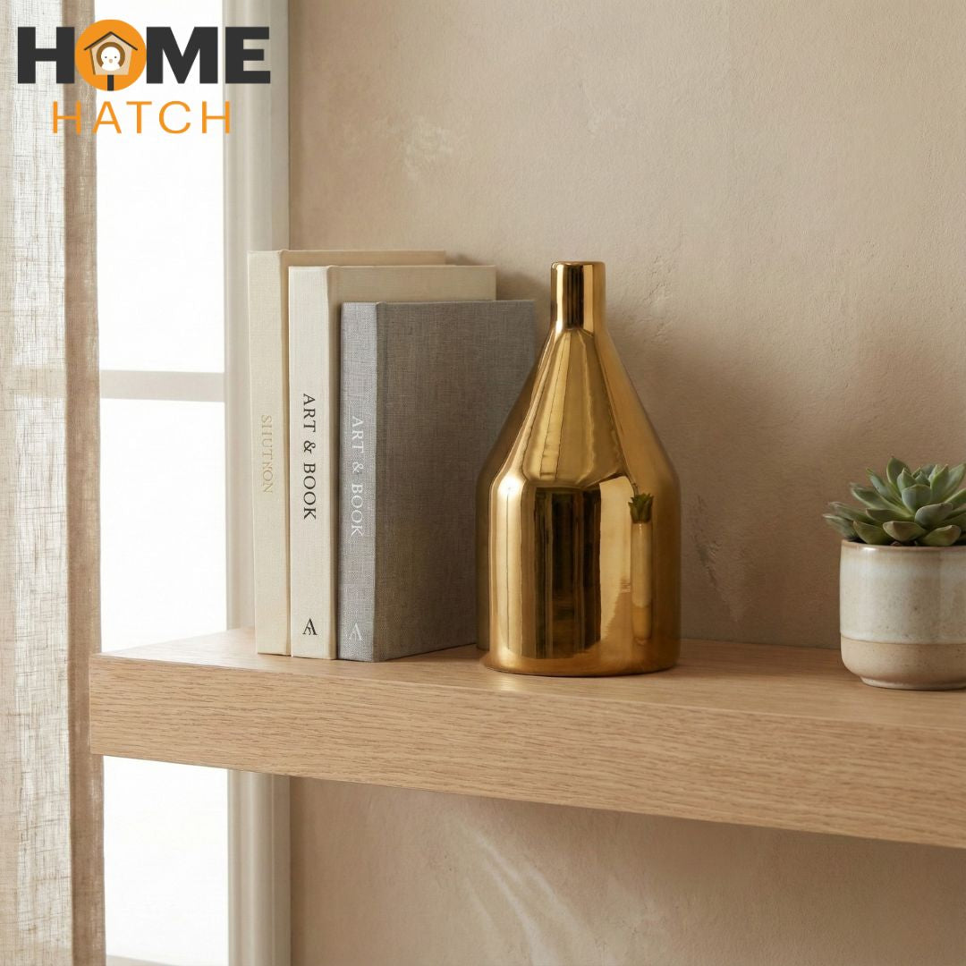 Gold Metallic Ceramic Vase – Modern Luxury Decorative Table Vase