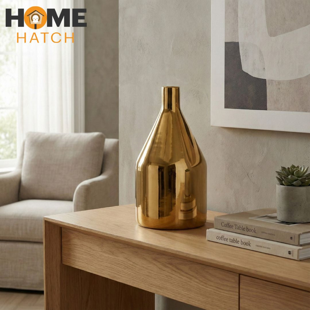 Gold Metallic Ceramic Vase – Modern Luxury Decorative Table Vase
