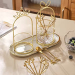 Butterfly Bow Glass Cup with Gold Frame Cutlery Holder