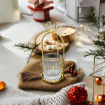 Butterfly Bow Glass Cup with Gold Frame Cutlery Holder