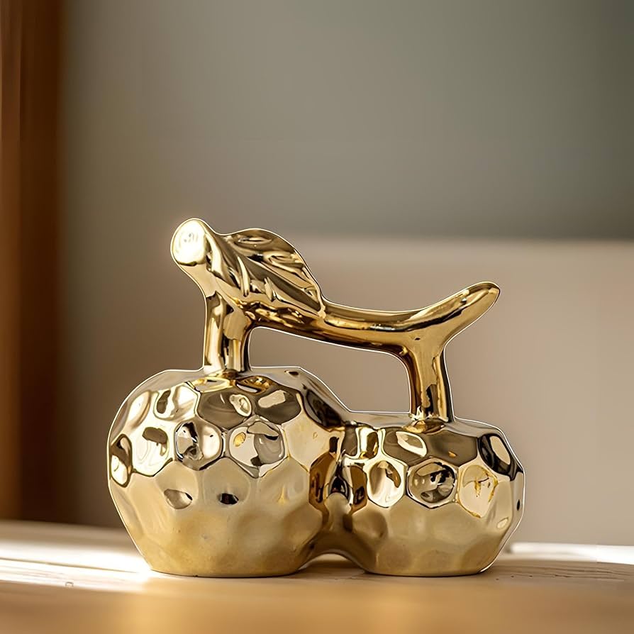 Golden Artificial Cherry Ceramic Décor Fruit | Centre Piece | Home Décor