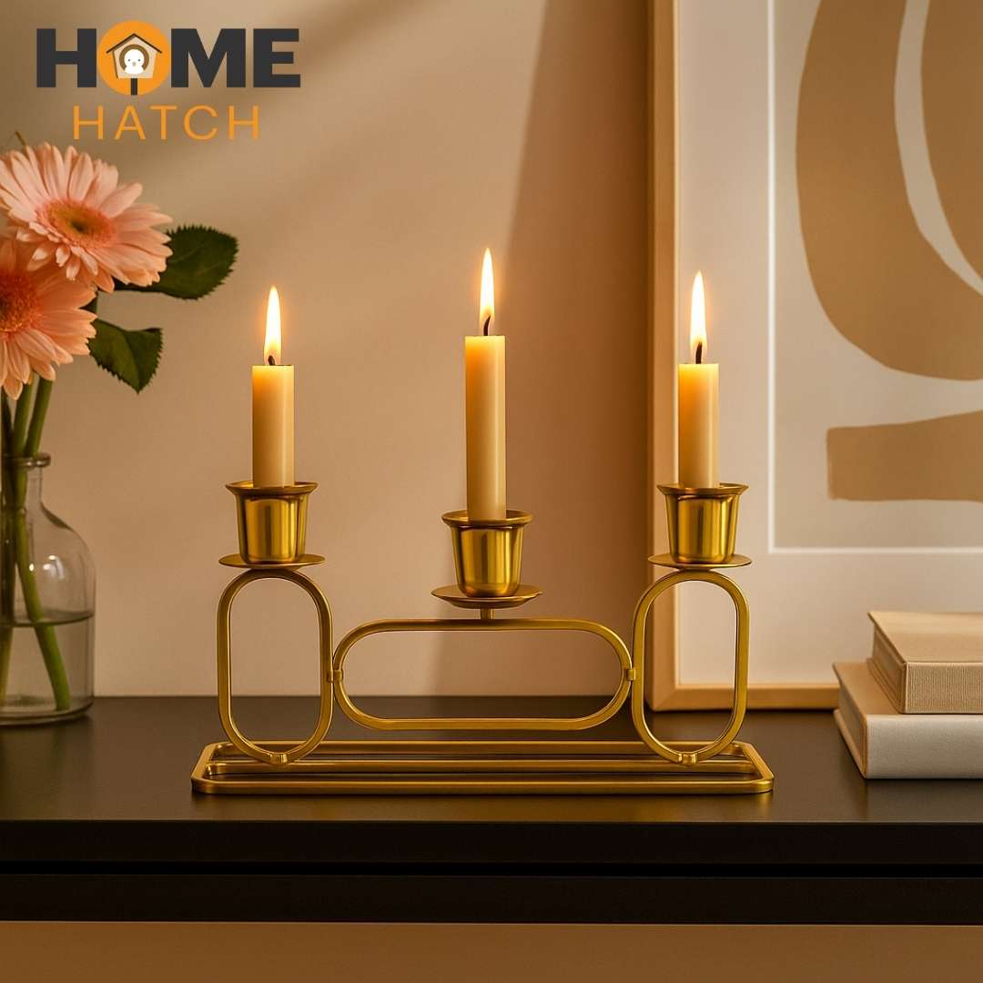 Golden Geometric Candle Holder | Modern Home Décor Accent