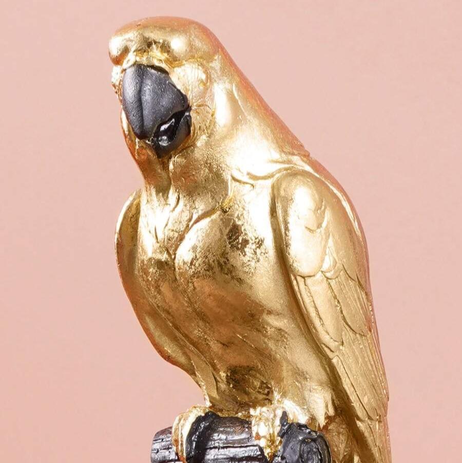Golden Parrot on Perch | Figurine | Home Décor