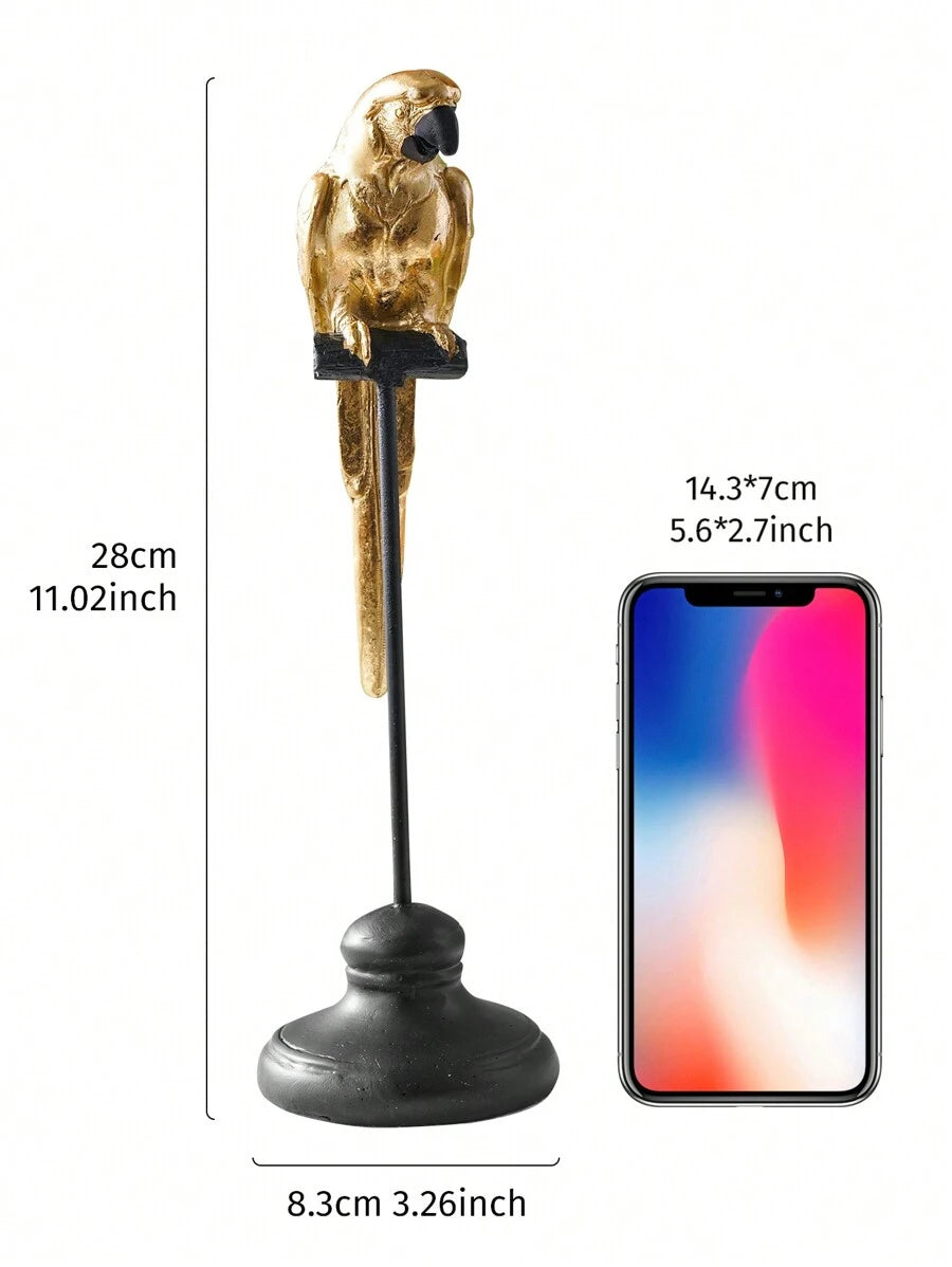 Golden Parrot on Perch | Figurine | Home Décor