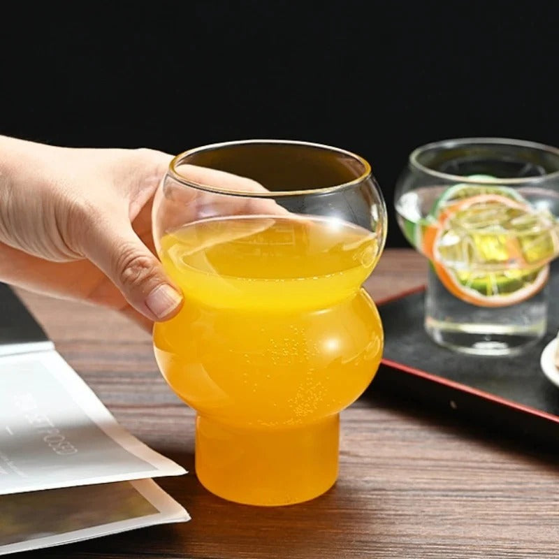 Gourd Shaped High Borosilicate Glass Cup Pakistan – Heat Resistant Transparent Drinkware for Coffee, Milk Tea, Juices, Cocktails & Desserts