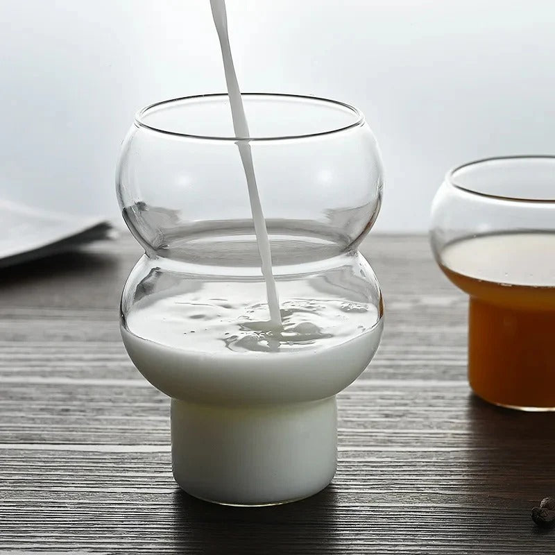 Gourd Shaped High Borosilicate Glass Cup Pakistan – Heat Resistant Transparent Drinkware for Coffee, Milk Tea, Juices, Cocktails & Desserts