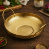 Hammered Wok Golden Cookware Serving Pan | Luxury Stainless Steel Serveware