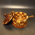 Handcrafted Wooden Sugar Pot with Spoon